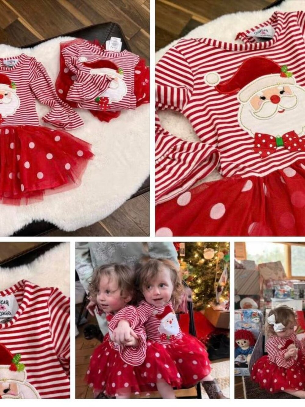 Counting Daisies Santa Christmas Dress Red Stripe